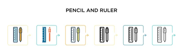 Bleistift Und Linealvektorsymbol Verschiedenen Modernen Stilen Schwarz Zweifarbige Bleistift Und — Stockvektor