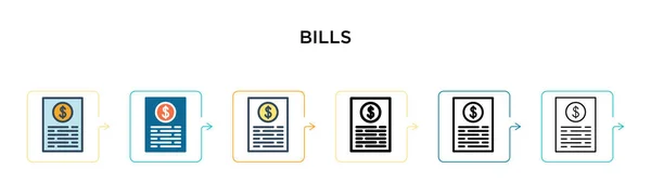 Bills Icône Vectorielle Dans Styles Modernes Différents Noir Deux Icônes — Image vectorielle