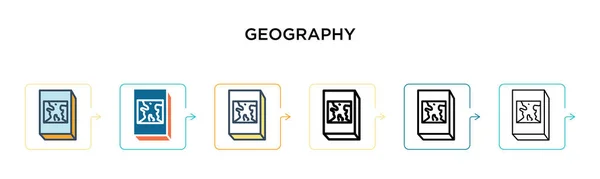 Icono Vector Geográfico Estilos Modernos Diferentes Negro Dos Iconos Geografía — Vector de stock