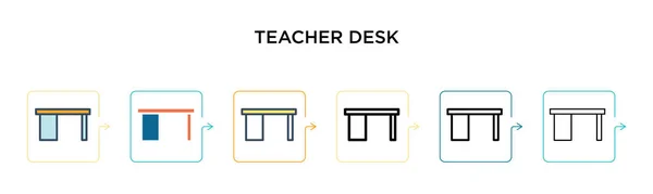 Lehrerschreibtisch Vektor Symbol Verschiedenen Modernen Stilen Schwarze Zweifarbige Lehrerschreibtisch Icons — Stockvektor