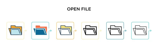 Ouvrir Icône Vectorielle Fichier Dans Styles Modernes Différents Noir Deux — Image vectorielle