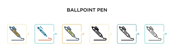 Kugelschreiber Vektor Symbol Verschiedenen Modernen Stilen Schwarze Zweifarbige Kugelschreibersymbole Füll — Stockvektor
