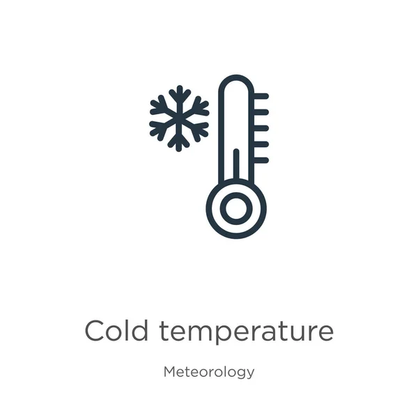 低温图标 从气象资料收集中分离出的白色背景的细线性低温轮廓图标 线形矢量符号 网络和移动符号 免版税图库插图