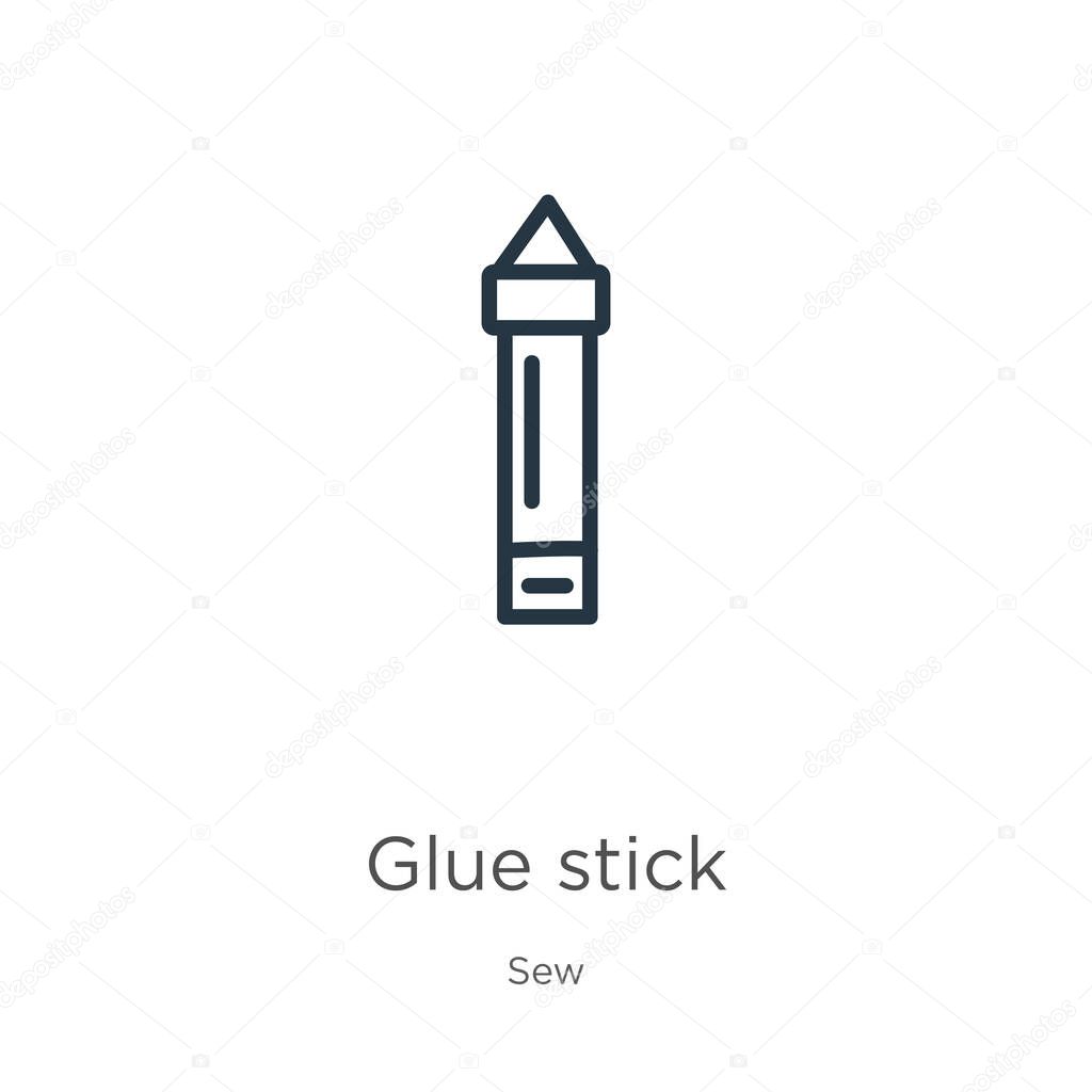 Glue stick icon. Thin linear glue stick outline icon isolated on white background from sew collection. Line vector sign, symbol for web and mobile