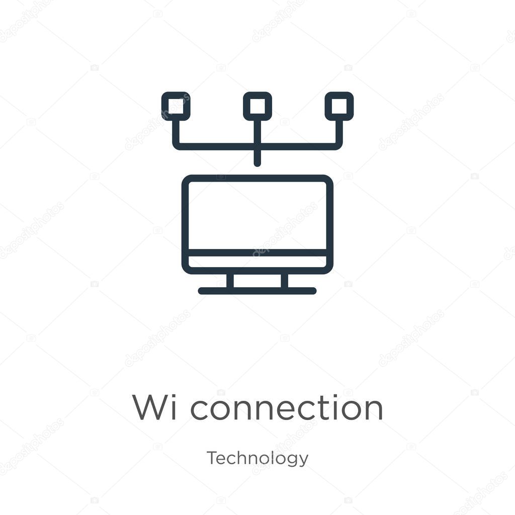 Wired connection icon. Thin linear wired connection outline icon isolated on white background from technology collection. Line vector sign, symbol for web and mobile