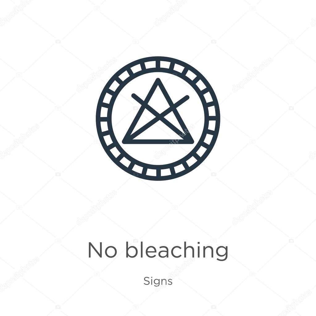 No bleaching icon. Thin linear no bleaching outline icon isolated on white background from signs collection. Line vector sign, symbol for web and mobile