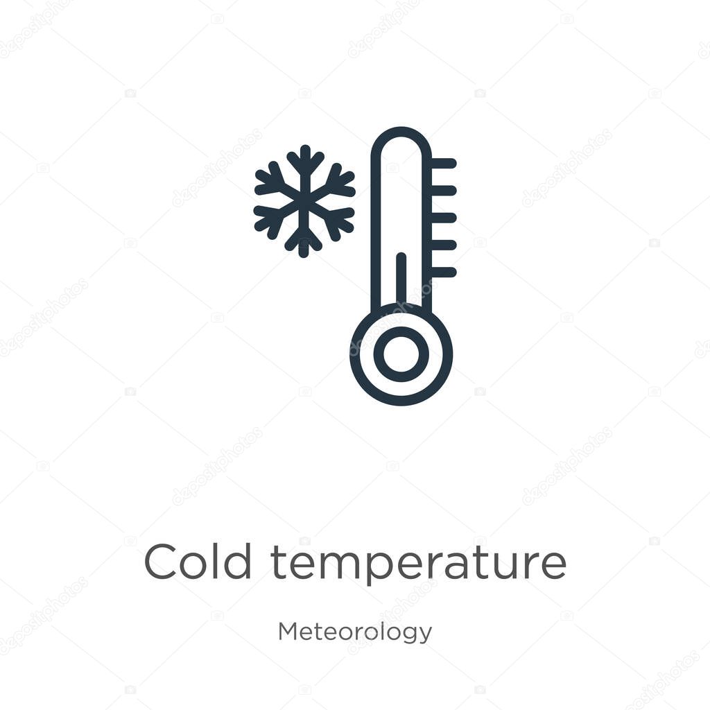 Cold temperature icon. Thin linear cold temperature outline icon isolated on white background from meteorology collection. Line vector sign, symbol for web and mobile