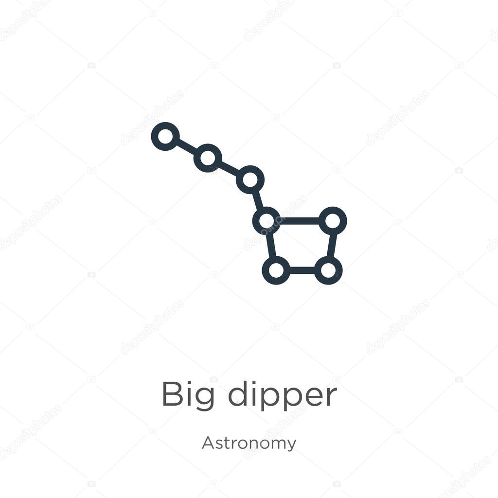 Big dipper icon. Thin linear big dipper outline icon isolated on white background from astronomy collection. Line vector sign, symbol for web and mobile