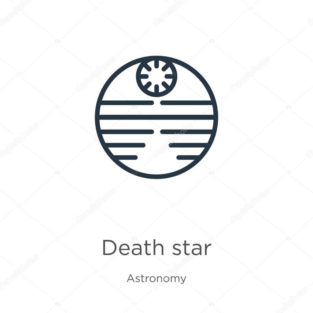 Death star icon. Thin linear death star outline icon isolated on white background from astronomy collection. Line vector sign, symbol for web and mobile