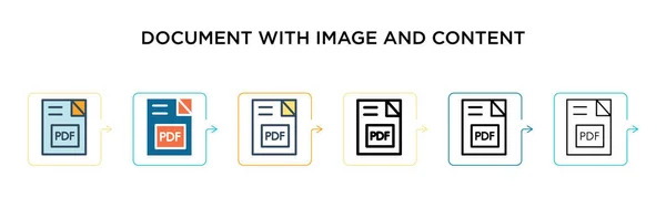 Document Avec Image Icône Vectorielle Contenu Dans Styles Modernes Différents — Image vectorielle