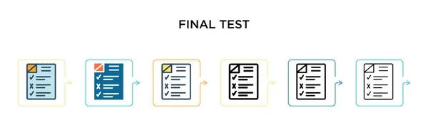 6つの異なる現代的なスタイルで最終テストベクトルアイコン アウトライン ライン ストロークスタイルで設計された黒 2色の最終テストアイコン ベクターイラストは ウェブ モバイル Uiに使用できます — ストックベクタ