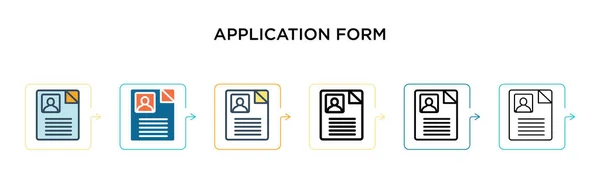 6つの異なる現代スタイルのアプリケーションフォームベクトルアイコン アウトライン ライン ストロークスタイルで設計された黒 2色のアプリケーションフォームアイコン ベクターイラストはWebでご利用いただけます — ストックベクタ