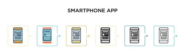 Smartphone App Icône Vectorielle Dans Styles Modernes Différents Noir Deux — Image vectorielle