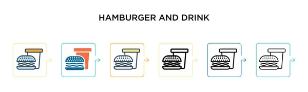 Ícone Vetor Hambúrguer Bebida Estilos Modernos Diferentes Preto Dois Ícones — Vetor de Stock