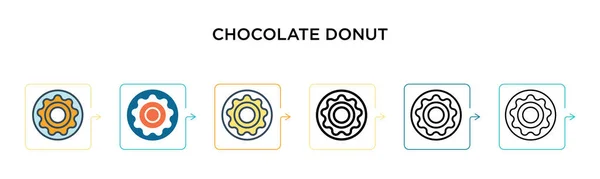 Ícone Vetorial Donut Chocolate Estilos Modernos Diferentes Preto Dois Ícones — Vetor de Stock