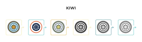 Icono Vector Kiwi Estilos Modernos Diferentes Negro Dos Iconos Kiwi — Vector de stock