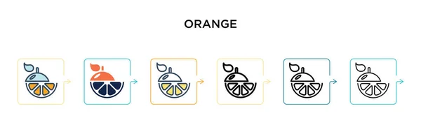 オレンジベクトルのアイコンは6種類のモダンなスタイルです アウトライン ライン ストロークスタイルでデザインされた黒 2色のオレンジ色のアイコン ベクターイラストは ウェブ モバイル Uiに使用できます — ストックベクタ
