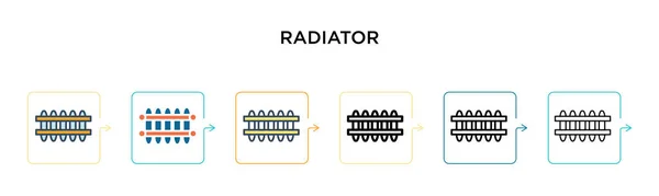 Icono Del Vector Del Radiador Estilos Modernos Diferentes Negro Dos — Vector de stock