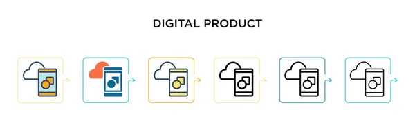 Icono Vector Producto Digital Estilos Modernos Diferentes Negro Dos Iconos — Vector de stock