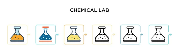 실험실 아이콘은 스타일로 구성되어 실험실 아이콘 윤곽이 스타일로 디자인되었습니다 일러스트는 — 스톡 벡터