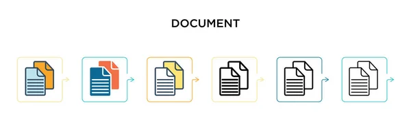 Icône Vectorielle Document Dans Styles Modernes Différents Noir Deux Icônes — Image vectorielle