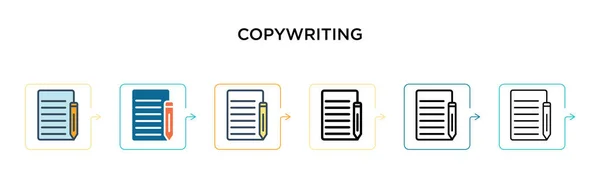 Copywriting Vector Icono Estilos Modernos Diferentes Negro Dos Iconos Copywriting — Vector de stock