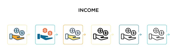 Icône Vectorielle Revenu Dans Styles Modernes Différents Noir Deux Icônes — Image vectorielle