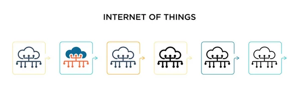 Nesnelerin interneti vektör simgesi 6 farklı modern stilde. Siyah, doldurulmuş, ana hatları çizilmiş, çizgi ve vuruş stili simgelerden oluşan iki renkli internet. Vektör illüstrasyonu ağ için kullanılabilir, 