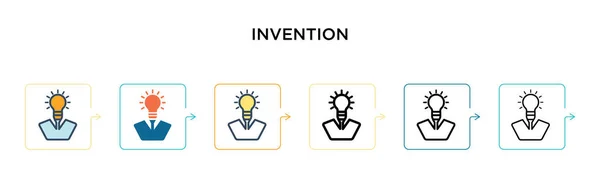 Icono Vector Invención Estilos Modernos Diferentes Negro Dos Iconos Invención — Vector de stock
