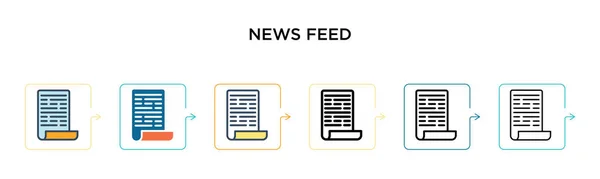 News Feed Vector Icono Estilos Modernos Diferentes Negro Dos Iconos — Vector de stock