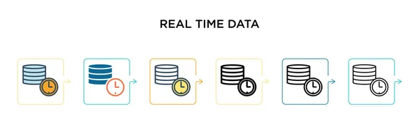 Icono Vector Datos Tiempo Real Estilos Modernos Diferentes Negro Dos — Vector de stock