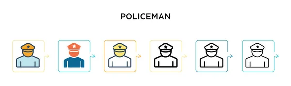 Polizisten Vektor Symbol Verschiedenen Modernen Stilen Schwarze Zweifarbige Polizisten Symbole — Stockvektor