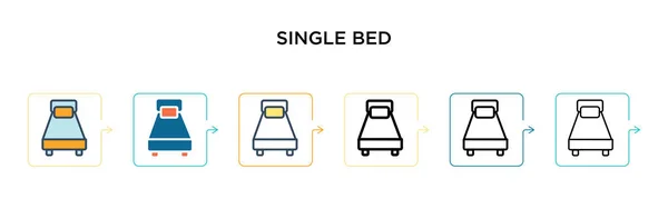 Single Bed Vector Icon Different Modern Styles Black Two Colored — Stock Vector