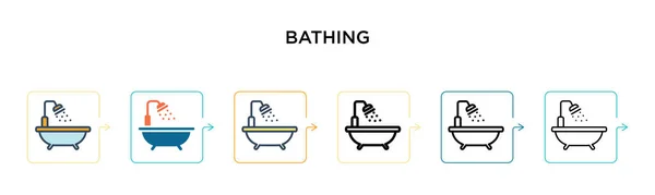 Ícone Vetor Banho Estilos Modernos Diferentes Preto Dois Ícones Banho — Vetor de Stock