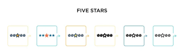 Ícone Vetorial Cinco Estrelas Estilos Modernos Diferentes Preto Dois Ícones — Vetor de Stock
