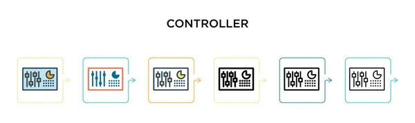 Icono Vector Controlador Estilos Modernos Diferentes Negro Dos Iconos Controlador — Vector de stock