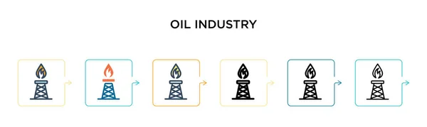6つの異なる近代的なスタイルの石油業界のベクトルアイコン アウトライン ライン ストロークスタイルで設計された黒 2色の石油業界のアイコン ベクターイラストは ウェブ モバイル Uiに使用できます — ストックベクタ