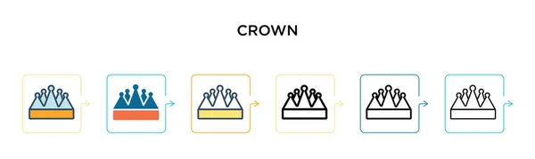 Ícone Vetor Coroa Estilos Modernos Diferentes Preto Dois Ícones Coroa — Vetor de Stock