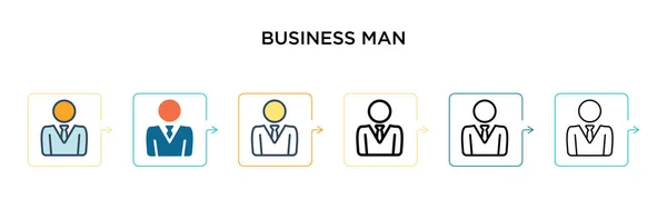 Ícone Vetor Homem Negócios Estilos Modernos Diferentes Preto Dois Ícones — Vetor de Stock