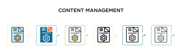 Icono Vector Gestión Contenido Estilos Modernos Diferentes Negro Dos Iconos — Archivo Imágenes Vectoriales