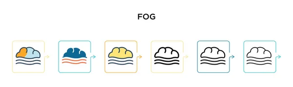 6つの異なる近代的なスタイルでフォグベクトルアイコン アウトライン ライン ストロークスタイルで設計された黒 2色のフォグアイコン ベクターイラストは ウェブ モバイル Uiに使用できます — ストックベクタ