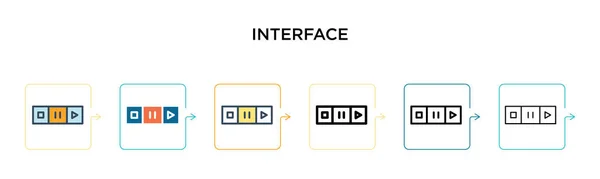 Icono Vector Interfaz Estilos Modernos Diferentes Negro Dos Iconos Interfaz — Vector de stock