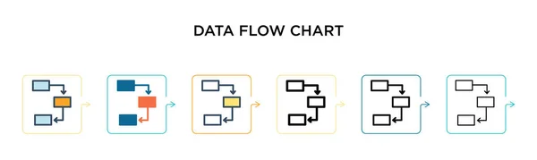 Icono Vector Gráfico Flujo Datos Estilos Modernos Diferentes Negro Dos — Vector de stock