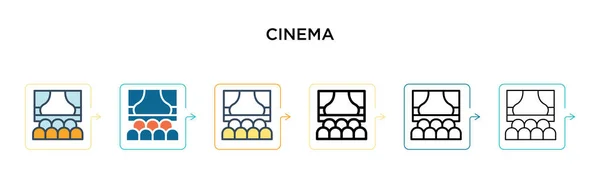 Ícone Vetor Cinema Estilos Modernos Diferentes Preto Dois Ícones Cinema — Vetor de Stock