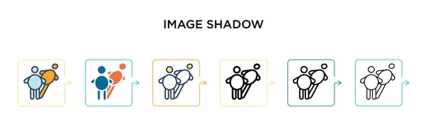 6つの異なる現代的なスタイルで画像影ベクトルアイコン アウトライン ライン ストロークスタイルで設計された黒 2色の画像シャドウアイコン ベクターイラストは ウェブ モバイル Uiに使用できます — ストックベクタ