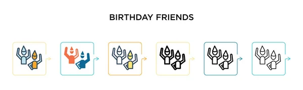 Γενέθλια Φίλους Διάνυσμα Εικονίδιο Διαφορετικά Μοντέρνα Στυλ Μαύρο Δύο Χρωματιστά — Διανυσματικό Αρχείο
