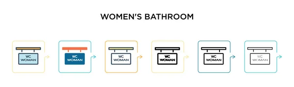 Ícone Vetor Banheiro Feminino Estilos Modernos Diferentes Preto Dois Ícones — Vetor de Stock