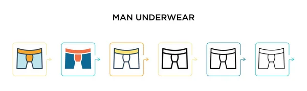 Man Underwear Vector Icon Different Modern Styles Black Two Colored — Stock Vector