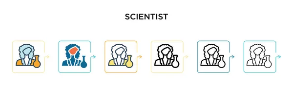 Icône Vectorielle Scientifique Dans Styles Modernes Différents Noir Deux Icônes — Image vectorielle