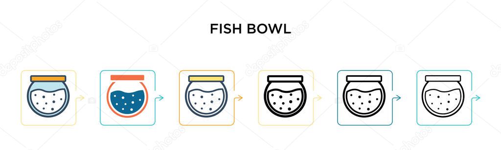 Fish Bowl Vector Icon Different Modern Styles Black Two Colored Stock Illustration